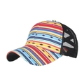 Crossback mesh ponytail baseball cap with colorful geometric diamond patterns - Adjustable / Rainbow Stripes
