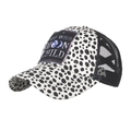 Casquette trucker à pois avec écusson Moon Child et filet noir respirant à l'arrière - Réglable / Pois Noir Blanc