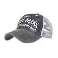 Cappellino trucker Hot Mess con ricamo e rete traspirante per coda di cavallo, grigio - Stile coda di cavallo in rete / Grigio