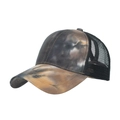 Tie-dye ponytail baseball cap in dark brown and black mesh with adjustable hole - Adjustable / Black/Khaki
