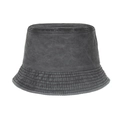 Classic dark grey washed cotton bucket hat for children with vintage distressed texture - Washed Black