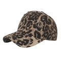 Berretto da baseball leopardato marrone e nero in cotone con bordi sfrangiati vintage - Tutto Tessuto Leopardato