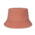 Cappello da pescatore in cotone lavato arancione corallo con occhielli e tesa larga - Arancione