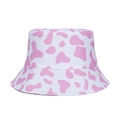 Cappello da sole a tesa larga con stampa mucca rosa e protezione UV per donna elegante - Rosa