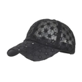 Damen Baseballkappe aus schwarzer Spitze mit Pailletten und Blumennetz für den Sommer - Schwarz