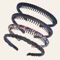 Floral print and pleated fabric headbands with anti-slip teeth for women - Navy Collection Style (Toothed)