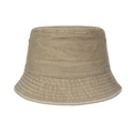 Kids vintage washed khaki cotton canvas bucket hat with metal eyelets and wide brim - Khaki