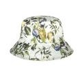 Cappello da sole in raso a tesa larga con motivi di pere e fichi estivi - Verde