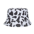 Cappello da sole con stampa mucca a tesa larga per protezione UV estiva all'aperto - Nero