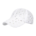 Weiße Baseballkappe aus Spitze mit silbernen Pailletten und Blumenstickerei für Damen - Weiß
