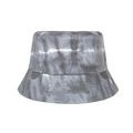 Cotton tie-dye bucket hat in grey and white pattern with wide brim for sun protection - Gray