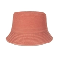 Kids washed cotton bucket hat with eyelets in brick red color for sun protection - Orange