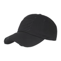 Tactical black baseball cap with American flag patch and distressed fabric finish - Adjustable / Black