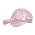 Stylish pink sequined baseball cap with breathable mesh back for women summer wear - Adjustable / Pink No Label