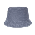 Grey-blue washed cotton sun hat for children with metal eyelets and wide brim - Gray