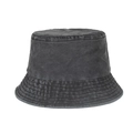 Dark grey washed denim sun bucket hat with reinforced wide brim and vintage finish - Washed Black