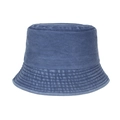 Kids washed cotton bucket hat in deep blue finish with metal eyelet for sun protection - Navy Blue