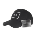 Berretto da baseball nero USA con patch bandiera americana e ricamo frontale - Regolabile / Nero Tessuto