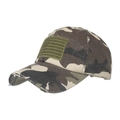 Distressed camo baseball cap with tactical olive green American flag patch on front - Adjustable / Camouflage