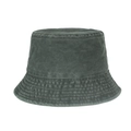 Classic washed dark grey cotton bucket hat with multi-row stitching and wide brim - Army Green