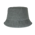 Dark gray washed denim bucket hat for kids with metal eyelets and wide brim sun protection - Army Green