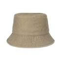 Classic washed khaki bucket hat with wide brim and detailed stitching for sun protection - Khaki