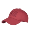 Casquette de baseball en coton rouge foncé avec broderie du drapeau américain - Réglable / Rouge