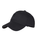 Casquette de baseball noire avec broderie du drapeau américain ton sur ton et forme - Réglable / Noir