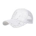 Sparkling white sequin mesh baseball cap with breathable silver trucker hat design - Adjustable / White No Label
