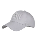 Casquette de baseball grise avec écusson drapeau américain brodé et sergé de coton tactique - Réglable / Gris