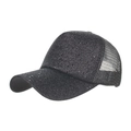 Schwarze Glitzer-Baseballkappe mit atmungsaktivem Mesh-Rücken und gebogenem Schirm - Verstellbar / Schwarz Ohne Etikett