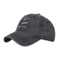 Berretto da baseball in cotone grigio scuro lavato con ricamo Surf Wave per lo sport - Regolabile / Nero
