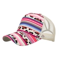 Women's colorful striped ponytail baseball cap with leopard print and breathable mesh - 1# Multicolor Stripe Leopard