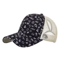 Women's ponytail baseball cap featuring black graffiti print and beige mesh back - 3# Black White Graffiti