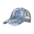 Cappellino da baseball tie-dye blu e bianco con rete grigia traspirante e cinturino regolabile - Regolabile / Rete Grigia