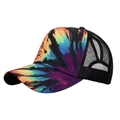 Women's colorful tie-dye ponytail baseball cap with breathable black mesh back - 5# Colorful Tie-dye