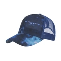 Navy blue tie-dye trucker cap with breathable mesh and curved brim for summer - Adjustable / Blue Mesh