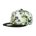 Cappello snapback con stampa di foglie di fico verde chiaro e visiera nera piatta - Stampa Botanica Ai Fichi / Verde
