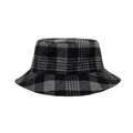 Gorro de pescador de lana con cuadros negros y grises para calidez y estilo en invierno - Negro