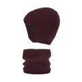 Set invernale con berretto in maglia e scaldacollo bordeaux con protezione per le orecchie - Borgogna