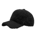 Gorra de béisbol de invierno para mujer en felpa negra con visera de ante suave - Negro
