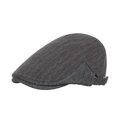 Classic dark grey herringbone newsboy cap for men with adjustable metal side buckle - Gray