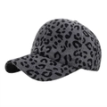 Stylish gray and black leopard print plush baseball cap with warm fuzzy texture - Gray