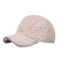 Gorra de béisbol de invierno rosa en lana de cordero con textura suave y visera de gamuza - Rosa