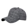 Klassische graue Baseballkappe mit Vintage-Hahnentritt-Muster aus Tweed für Winter - Verstellbar / Grau