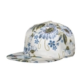 Snapback baseball cap with tropical floral print in blue and purple on cream fabric - Beige