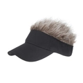 Visiera parasole nera creativa con parrucca di capelli finti biondi per esterno - Nero/Khaki