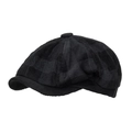 Berretto Newsboy nero classico con motivo patchwork in velluto a coste e visiera corta curva - Nero
