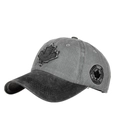 Berretto da baseball in cotone lavato grigio con toppa a foglia di acero e ricamo - Regolabile / Grigio-Nero