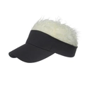 Visiera parasole nera creativa con decorazione in peluche bianca stile parrucca - Nero/Bianco